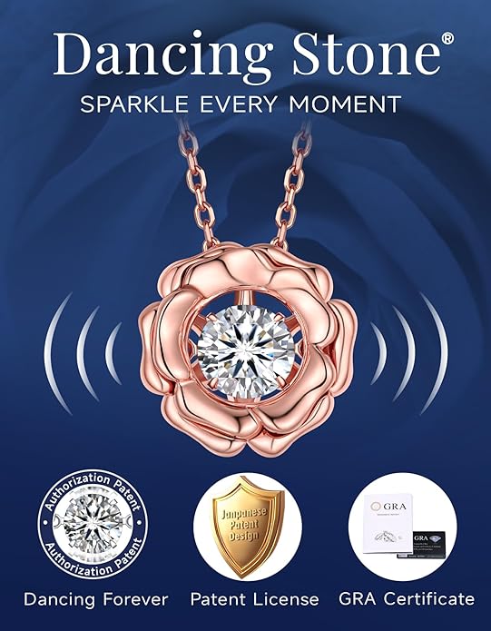 MomentWish Necklace for Women, Sparkling Gift for Her, 1Carat Moissanite Heart Pendent for Her, 925 Sterling Silver Dance Necklace for Anniversary Christmas Valentines