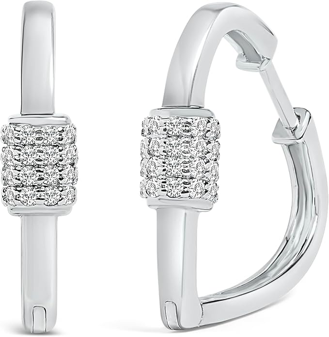 10K White or Yellow Gold 3/8 Cttw Lab Grown Diamond Heart Shaped Huggie Hoop Earrings