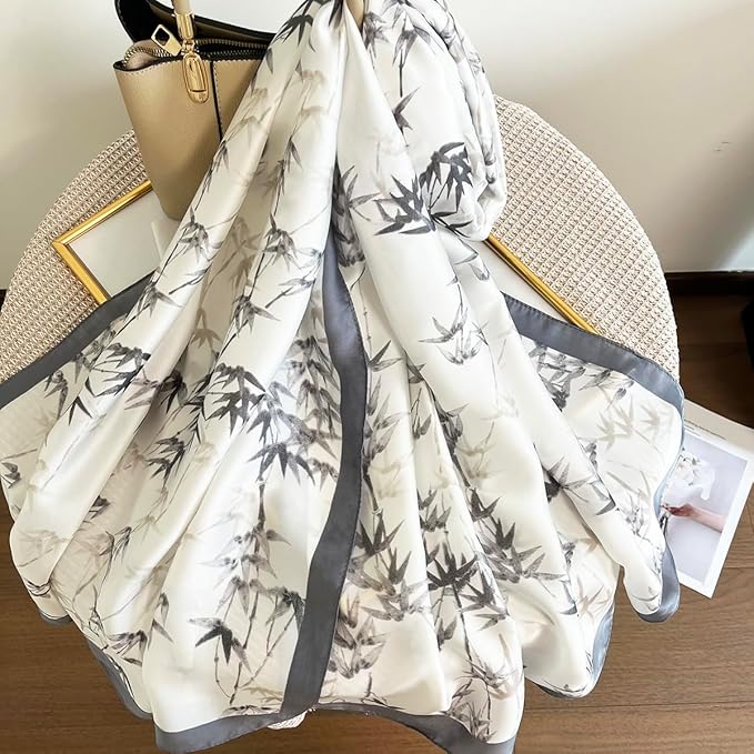 Long Silk Like Scarf Lightweight Satin Scarves Large Sunscreen Shawl Wrap for Women