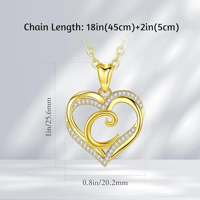 INFUSEU Unique Initial Necklaces for Women Girls Small Heart Letter Jewelry, Meaningful Personalized Gifts