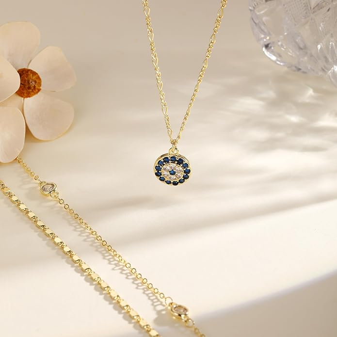 Gold Necklace for Women 14K Gold Plated Layered Necklaces Dainty Pendant Necklace Cute Stack Necklaces Set Fashion Jewelry Gift for Her