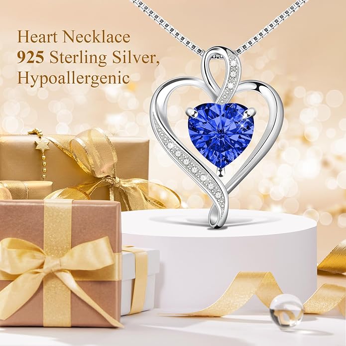 925 Sterling Silver Necklace - Exquisite Silver Jewelry for Women - Heart Pendant Silver Necklace - Birthday, Anniversary, Valentine's Day Gift for Women, Wife, Mom, Girlfriend, Lady