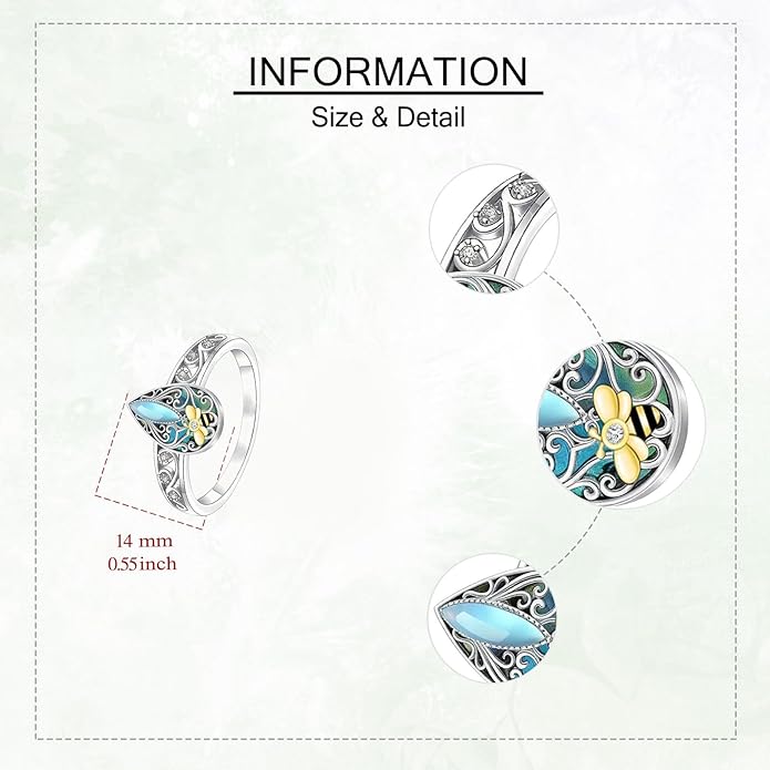 ONEFINITY Dragonfly Filigree Ring Sterling Silver Rings Gifts for Women Jewelry