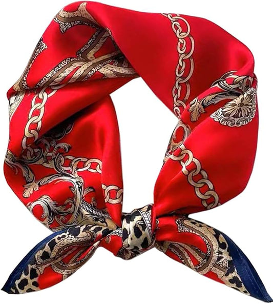 kcctoo 27.5" Mulberry Silk Feeling Head Scarf Women's Fashion Square Neck Satin Scarfs for Bag Hair Scarves Gift