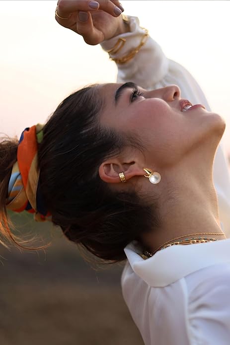 CHESKY Pearl Earrings for Women, Dainty 14K Gold Plated/Silver Plated Drop Quality Handpicked AAA+ Freshwater Cultured Round Pearls Dangle Earrings Wedding Jewelry for Women Gifts