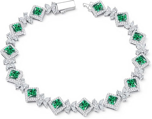 Iefil Tennis Bracelets for Women - 925 Sterling Silver Birthstone Tennis Bracelet, Anniversary Birthday Gifts, Birthstone Jewelry for Women Wife Mom Daughter