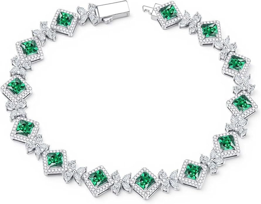 Iefil Tennis Bracelets for Women - 925 Sterling Silver Birthstone Tennis Bracelet, Anniversary Birthday Gifts, Birthstone Jewelry for Women Wife Mom Daughter