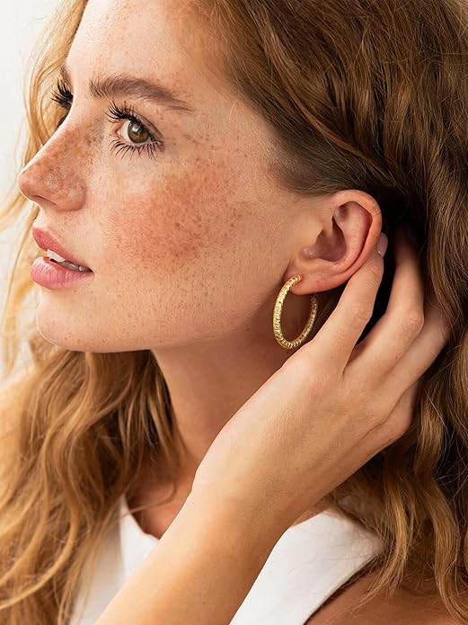PROSTEEL 30/40/60/80/100mm Chunky Hoop Earrings For Women Gold Plated/Black Stainless Steel Hoops Earrings Statement Jewelry