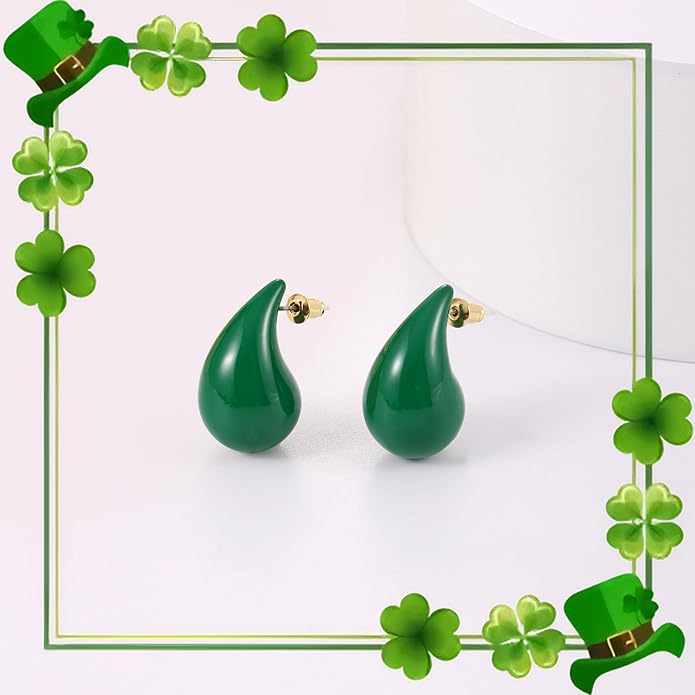 Gacimy Teardrop Earrings Dupes for Women 14K Gold Plated, Chunky Drop Earrings for Women with 925 Sterling Silver Post