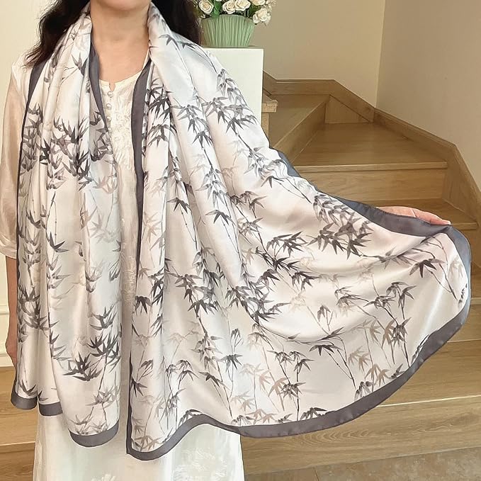 Long Silk Like Scarf Lightweight Satin Scarves Large Sunscreen Shawl Wrap for Women