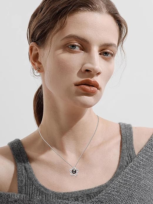 KANNSOAR Tahitian Black Pearl Pendant Necklace AAAA 18K White Gold Plated 925 Sterling Silver Black Pearl Jewelry Gift for Women Mother Wife Her for Anniversary Christmas Birthday