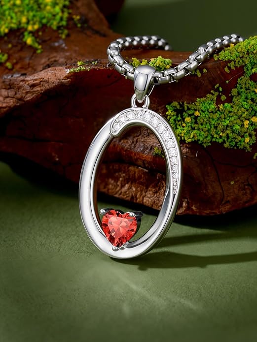 Christmas Gifts for Women Alphabet A to Z Initial Birthstone Pendant Necklaces for Women - 18k White Gold Plated Personalized Name Jewelry Valentine Mothers Day Birthday Gifts for Women Her Girlfriend