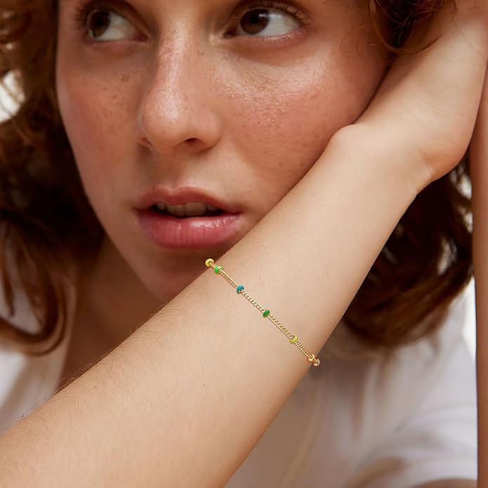 MTMY Gold Chain Bracelet for Women 14K Gold Plated Dainty Bracelets with Adjustable Chain Cute Bracelet Gold Trendy Jewelry