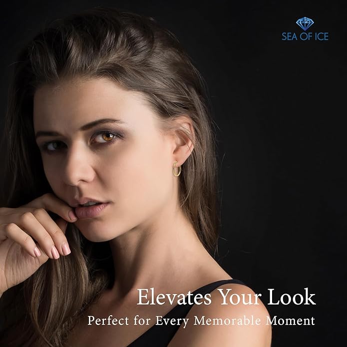 SEA OF ICE 925 Sterling Silver Hoop Earrings for Women - Hypoallergenic Earrings for Women in Sterling Silver, Yellow Gold, Rose Gold or Black Rhodium | Sizes 12MM, 15MM, 20MM or Multipack