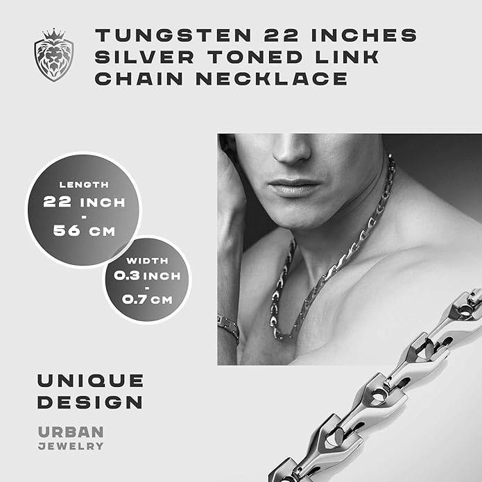Urban Jewelry Astro Snake 18K Gold plated/Stainless steel Men's Heavy Weight Tungsten Carbide Base Link Necklace Chain