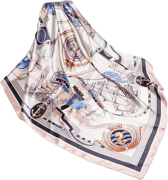 Wander Agio Silk Feeling Head Scarf Womens Fashion Printing Scarves Pattern Square Satin Face Headscarf