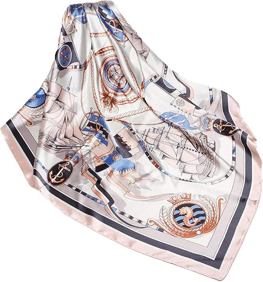 Wander Agio Silk Feeling Head Scarf Womens Fashion Printing Scarves Pattern Square Satin Face Headscarf