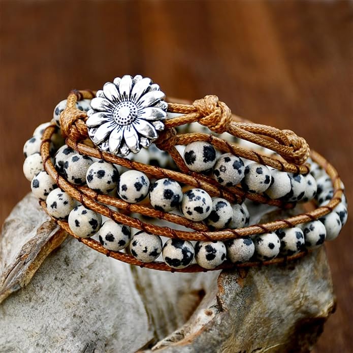ZOSOJONA Boho Wrap Bead Bracelet for Women - Handmade Adjustable Natural Stone Beaded Bracelets Rope Yoga Healing Bracelet Bangle Hippie Jewelry