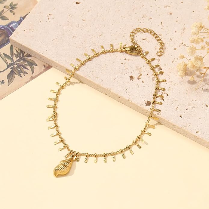 Lit Wall Gold Anklets for Women 18K Gold Plated Adjustable Summer Simple Foot Jewelry Ankle Bracelet for Women