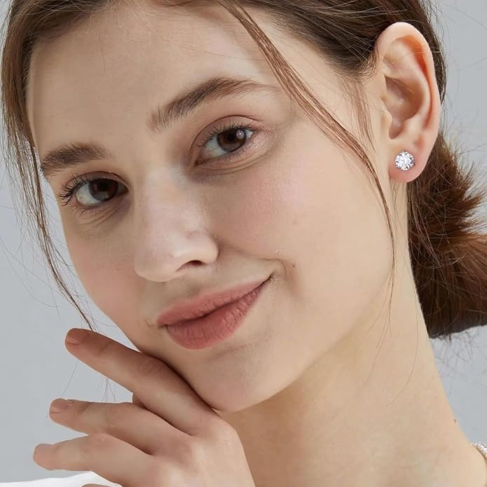 Moissanite Earrings for Men Women,VVS1 Clarity D Color 0.3-2ct,925 Sterling Silver Hypoallergenic Screw Back,Ideal Gift for Wedding Birthday Anniversary Valentine's Day