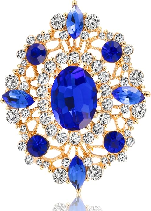 LAXPICOL Vintage Clear Austrian Crystal Brooch Pin for Women Elegant Wedding Bridal Brooches Broach Pin 1.69"*1.39"