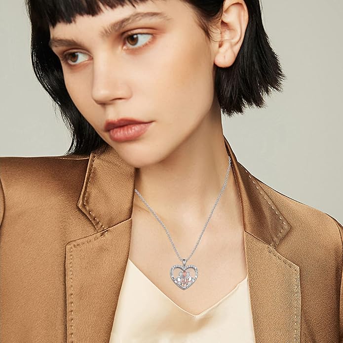 POPKIMI 925 Sterling Silver Sister Necklace - Birthday Gift for Sisters, Mom, Daughter - Always My Sister Forever My Friend Crystal Necklace for 2/3/4/5 Sisters