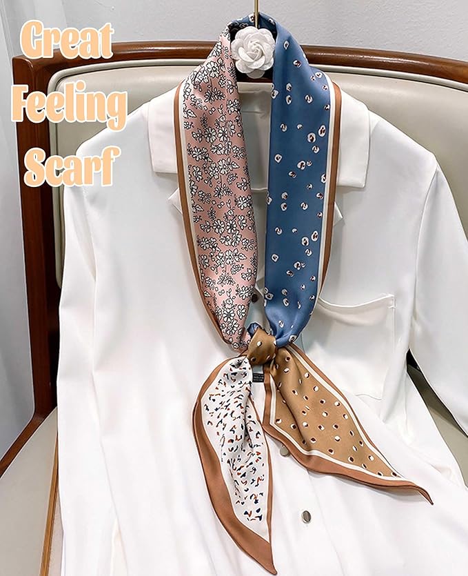 kcctoo 59" Mulberry Silk Like Head Scarf Women's Fashion Square Neck Satin Scarfs for Bag Hair Scarves Gift 59 * 5.9”