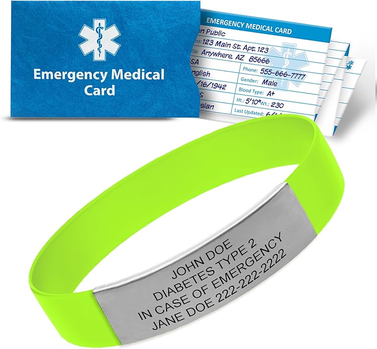 Personalized Medical Alert Bracelet for Men & Women – Custom Engraved Waterproof Silicone Wristband with Stainless Steel ID Plate – Medical ID Bracelet for Allergies, Conditions, ICE Info & Emergency Card