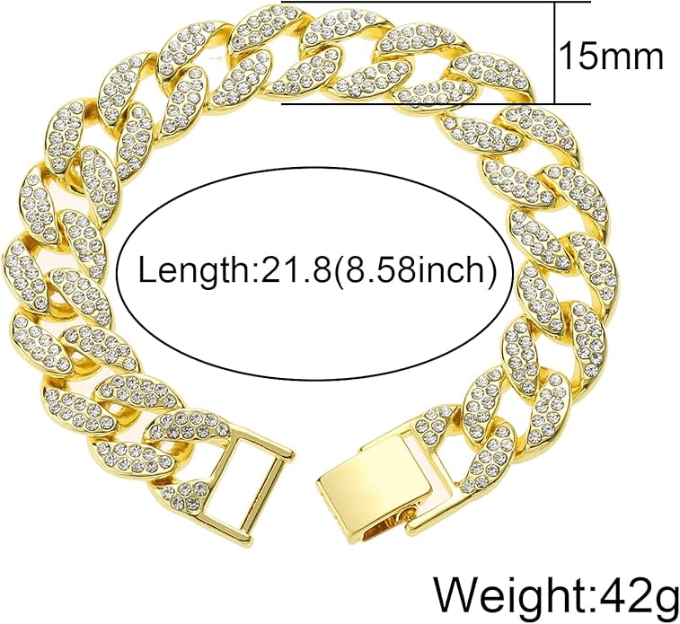 Saintda Cuban Link Chain and Bracelet Set for Men Women Iced Out Diamond Gift for Boys Hip Hop Rapper Jewelry