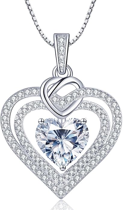 ForeverLove Heart Necklaces for Women, 1-3 Carat Moissanite Necklace Engraved 'I LOVE YOU', Wedding Anniversary Birthday Christmas Valentines Engagements Mothers Day Jewelry Gifts for Mom Wife Her Girlfriend