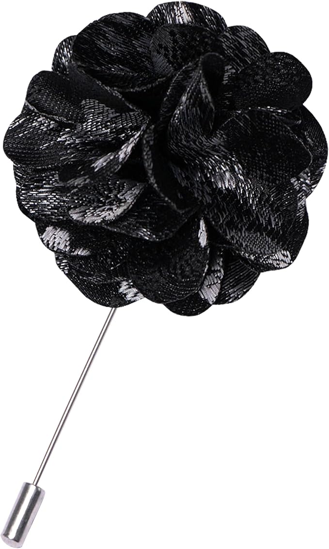 JEMYGINS Floral Pre-tied Bow Tie and Pocket Square Cufflinks Lapel Pin Sets for Men 4PCS
