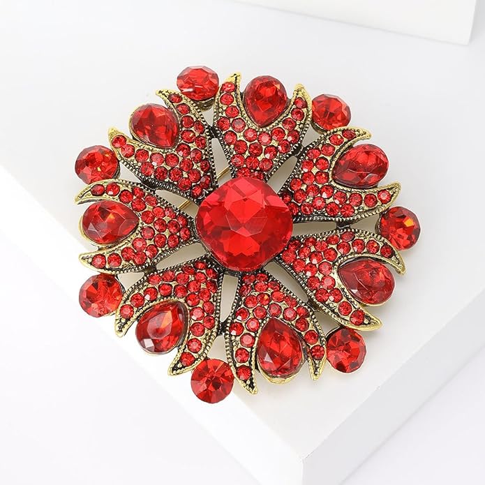 Vintage Rhinestone Flower Brooch for Women Dainty Crystal Flower Brooch Pin Stylish Crystal Brooch Elegant Clothing Hat Bag Accessories