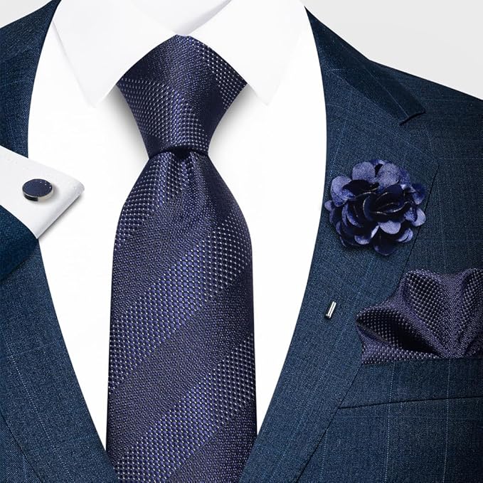 joy alice Ties Set Men Mixed Color Necktie Handkerchief Cufflinks Brooch 3.15 Formal
