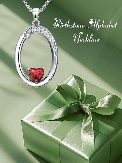 Christmas Gifts for Women Alphabet A to Z Initial Birthstone Pendant Necklaces for Women - 18k White Gold Plated Personalized Name Jewelry Valentine Mothers Day Birthday Gifts for Women Her Girlfriend