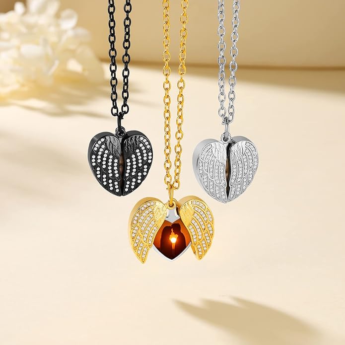 Supcare Locket Necklace That Holds Pictures-Engraved Photo Pendant Custom Jewellery Gifts for Men Women (with Jewellery Gift Box)