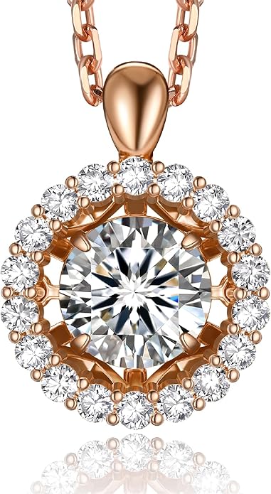 MomentWish Floating Necklace for Women, 0.5/1 Carat Dancing Moissanite Necklace for Her 925 Sterling Silver Pendant Anniversary Birthday Christmas Gift for Wife Mom Girlfriend