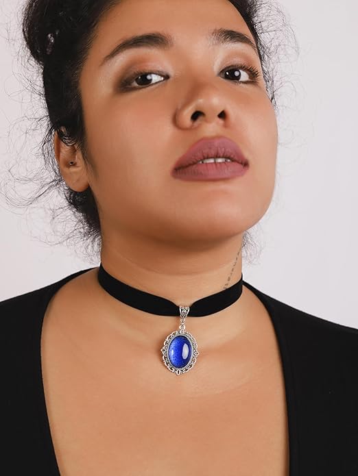 Sacina Black Velvet Victorian Choker, Black Choker, Goth Gothic Necklace, Vintage Necklace, Costume Jewelry, Halloween Christmas Jewelry Gift for Women