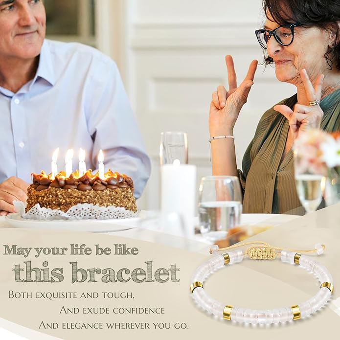 30th 40th 50th 60th 70th 80th Birthday Gifts for Women, Natural Stone Bracelet Birthday Gifts for Mom Daughter Grandma Sister Friends Coworker
