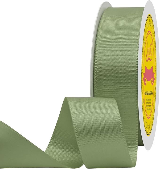 LEEQE Spring Moss Double Face Satin Ribbon 1 inch X 25 Yards Spool Bright Colors Very Suitable for Weddings Gift Package Wrapping Dancer Wand Sewing Party Hair Bow Invitation Decorations and More