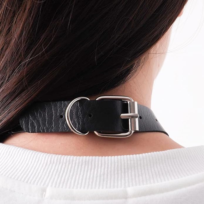 MILAKOO PU Leather Punk Choker Necklaces Circle/Heart Charm Adjustable Collar Necklace for Women