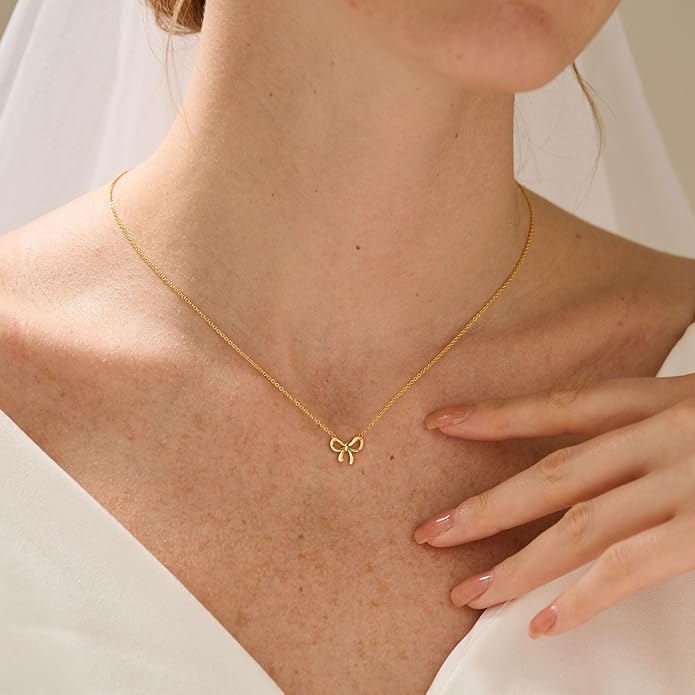 Gold Necklace for Women-14K Gold Plated Bow,Dragon,Shell, Palm Tree, Seahorse, Conch Shell,Sardines, Cowboy Boot,Bat,Bunny Pendant Beachy Jewelry for Women Gifts