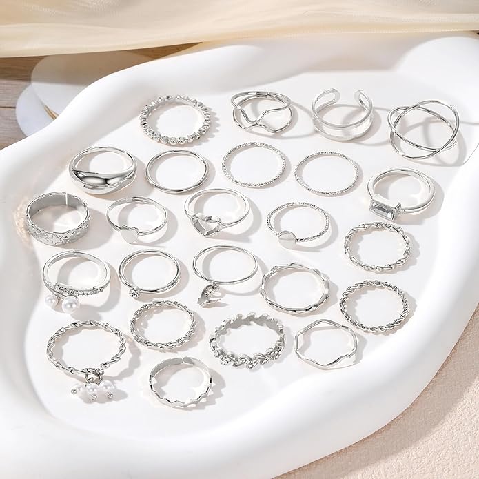 IFKM Gold Knuckle Rings Set For Women Vintage Stackable Joint Finger Midi Rings Dainty Cubic Zirconia Crystal Simple Twist Hollow Cute Rings Pack Jewelry Gift