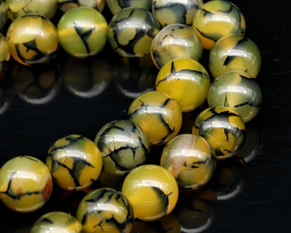 Natural Dragon Vein Beaded Choker, Genuine Green Crystal Necklace, Fancy Gemstone Choker, 8mm Beads, Unique Fashion Jewelry, Healing Crystal Chakra Necklace, Durable Stone Necklace, Aquarius Necklace