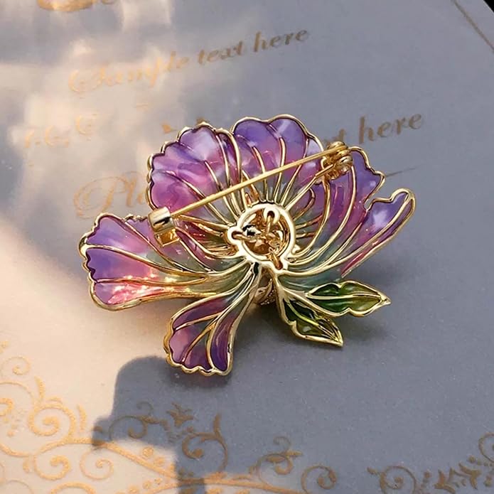 Vintage Botanical Flower Brooch for Women - An elegant crystal - inlaid metal pin accessory suitable for dresses, jackets, and scarves