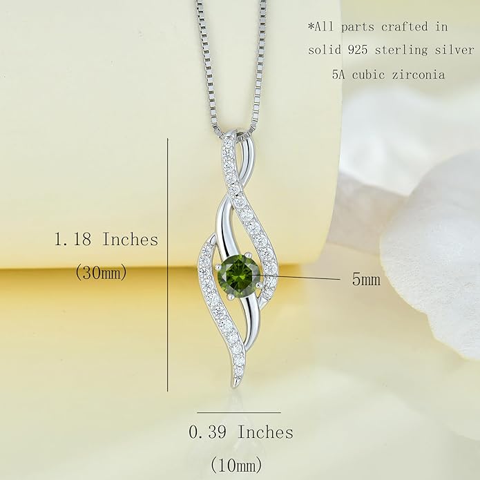 Women Infinity Necklace 925 Sterling Silver Twist Birthstone Pendant with Chain 5A Cubic Zirconia Jewelry