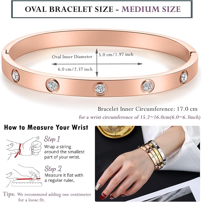 RIMRIVA 18K Gold-plated Bracelets for Women Friendship Love Bangle Bracelets Stainless Steel Bracelet Jewelry Birthday Gifts for Women Stocking Stuffers