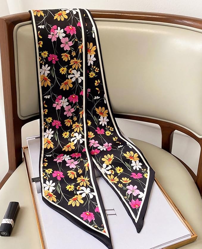 kcctoo 59" Mulberry Silk Like Head Scarf Women's Fashion Square Neck Satin Scarfs for Bag Hair Scarves Gift 59 * 5.9”