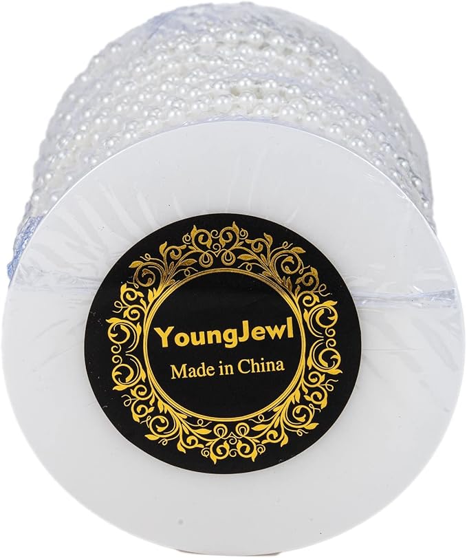 YoungJewl 8mm Crafts Faux Pearl Beads Garland Pearl Bead Roll Strand of Pearls to Decorate Floral Centerpieces Wedding Party Favor Christmas Tree(33 Feet White)