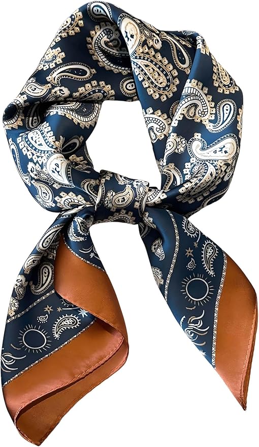 kcctoo 27.5" Mulberry Silk Feeling Head Scarf Women's Fashion Square Neck Satin Scarfs for Bag Hair Scarves Gift