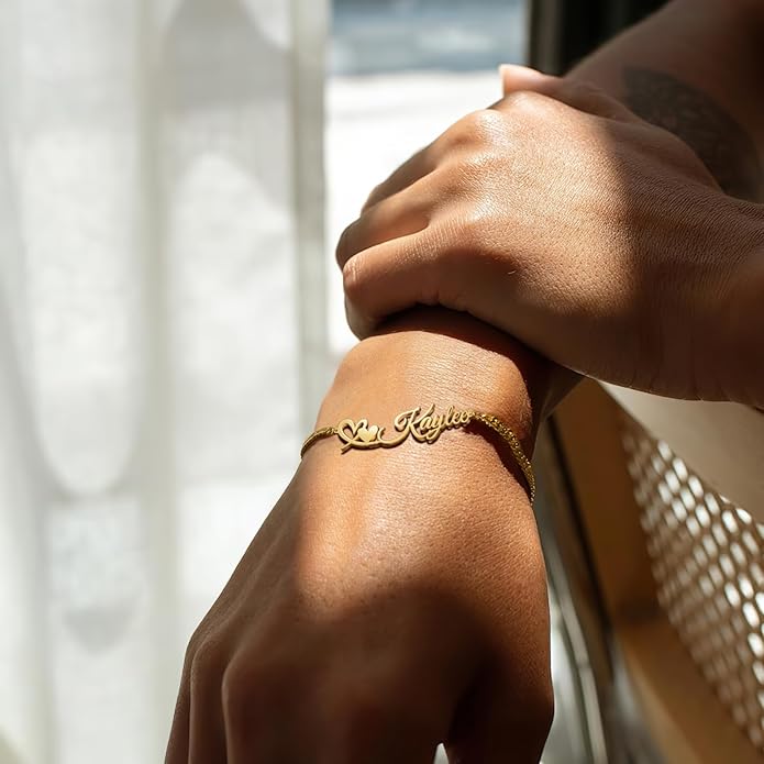 Custom Bracelet with Name 18K Gold Plated Personalized Name Ankle Bracelet Adjustable, Customized Beach Jewelry Gifts for Women Girlfriend